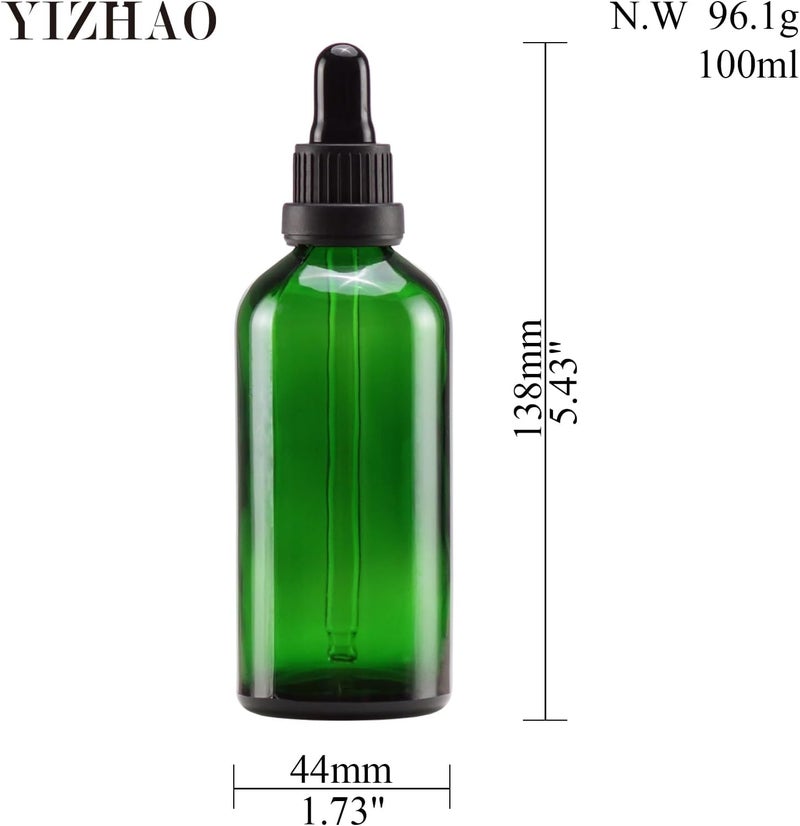 YIZHAO زجاجات قطرات الخضراء سعة 30 مل، مزودة بقطرة زجاجية، للزيوت العطرية، العلاج بالروائح، المختبر، التدليك، الخلط، السفر – 6 قطع - Image 2