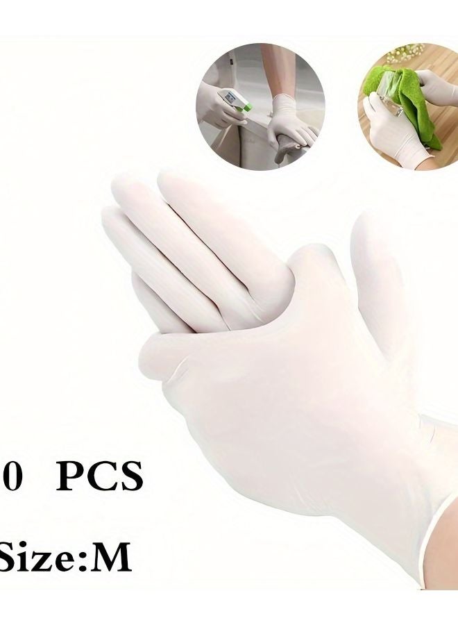 White Disposable Nitrile Gloves 30pcs Size M Multipurpose Home Cleaning - Image 1
