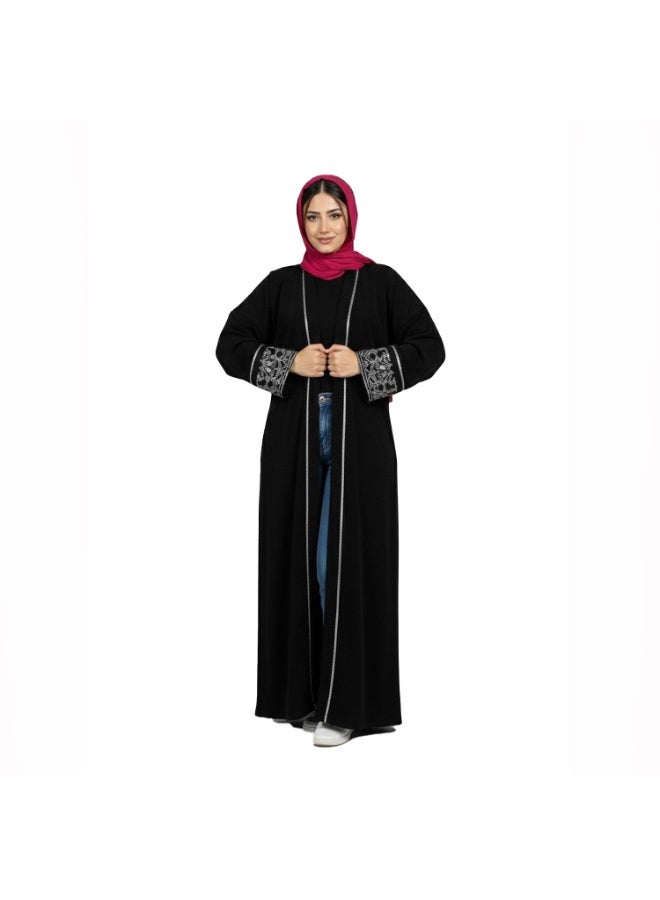 Smoky Egypt Knitted Velvet Kaftan Abaya -Black - Image 1