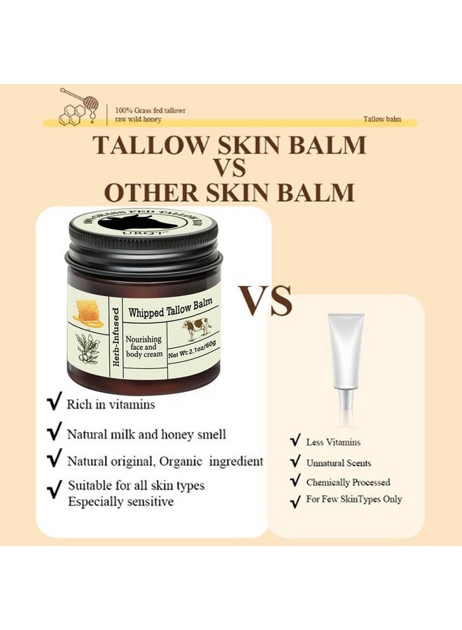 URQT Beef Tallow For Skin - Organic Grass-Fed Whipped Beef Tallow And Honey Balm - Deeply Moisturizing For Face & Body - Natural Skin Care For Soft, Supple Skin - Image 3