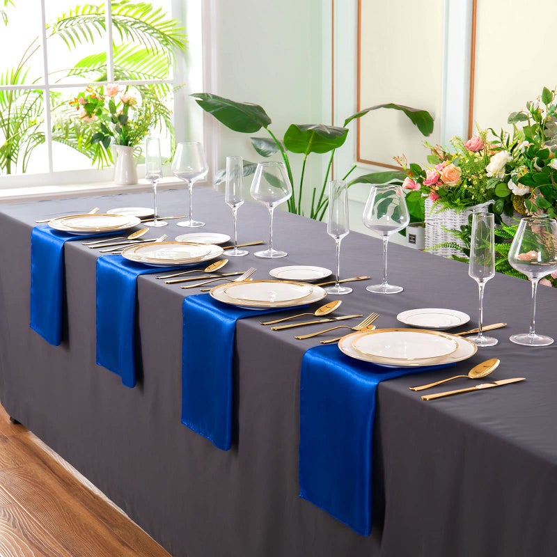 SIINVDABZX 100 قطع مناديل القماش الأزرق الملكي 12 × 12 بوصة صغيرة الحجم مربع من المناديل الساتان المناديل الناعمة الحريرية المناديل أو منديل لحفل الزفاف عيد الميلاد زخرفة عيد الشكر - Image 4