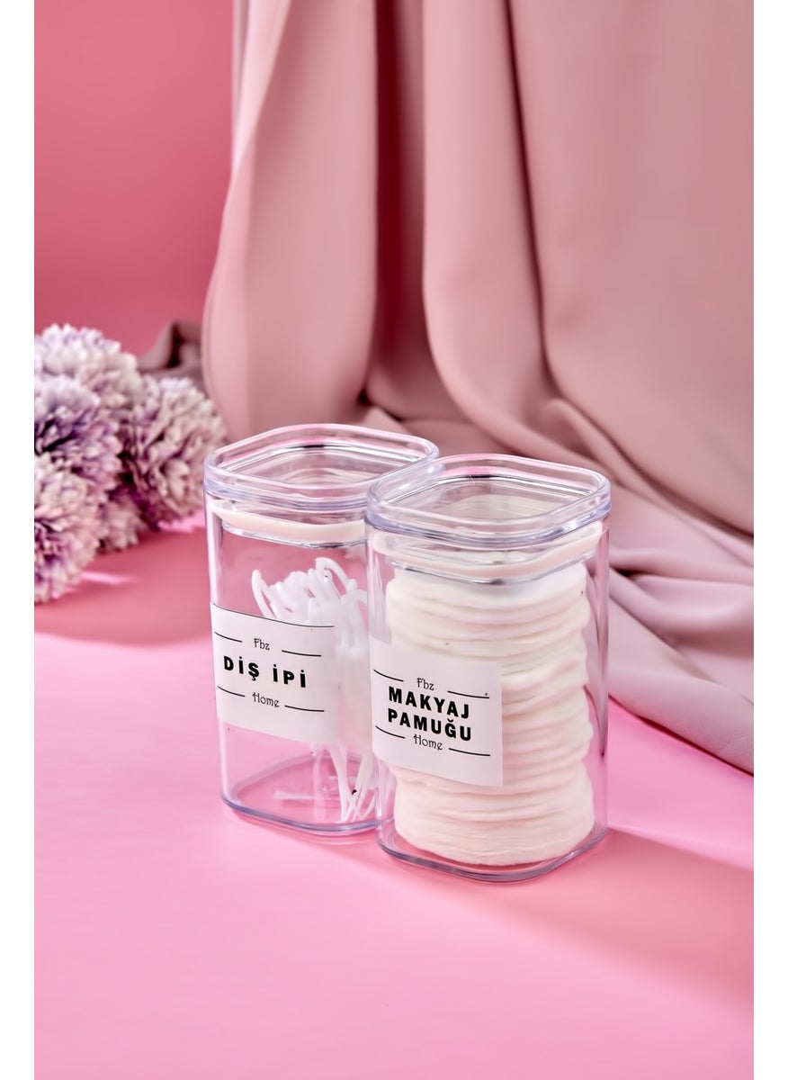 Fbz Home 2-Piece Covered Acrylic Dental Floss & Make-up Cotton Bathroom Set 250 ml  - Image 2