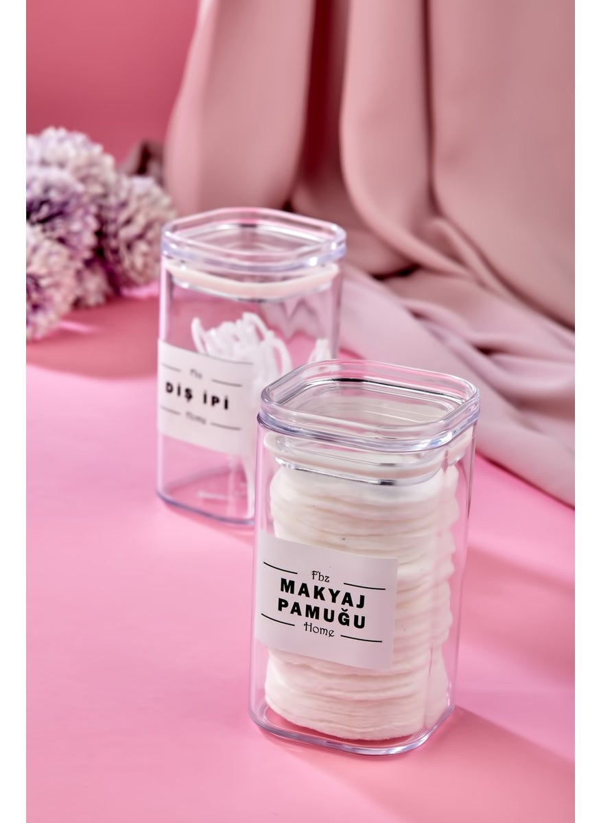 Fbz Home 2-Piece Covered Acrylic Dental Floss & Make-up Cotton Bathroom Set 250 ml  - Image 3