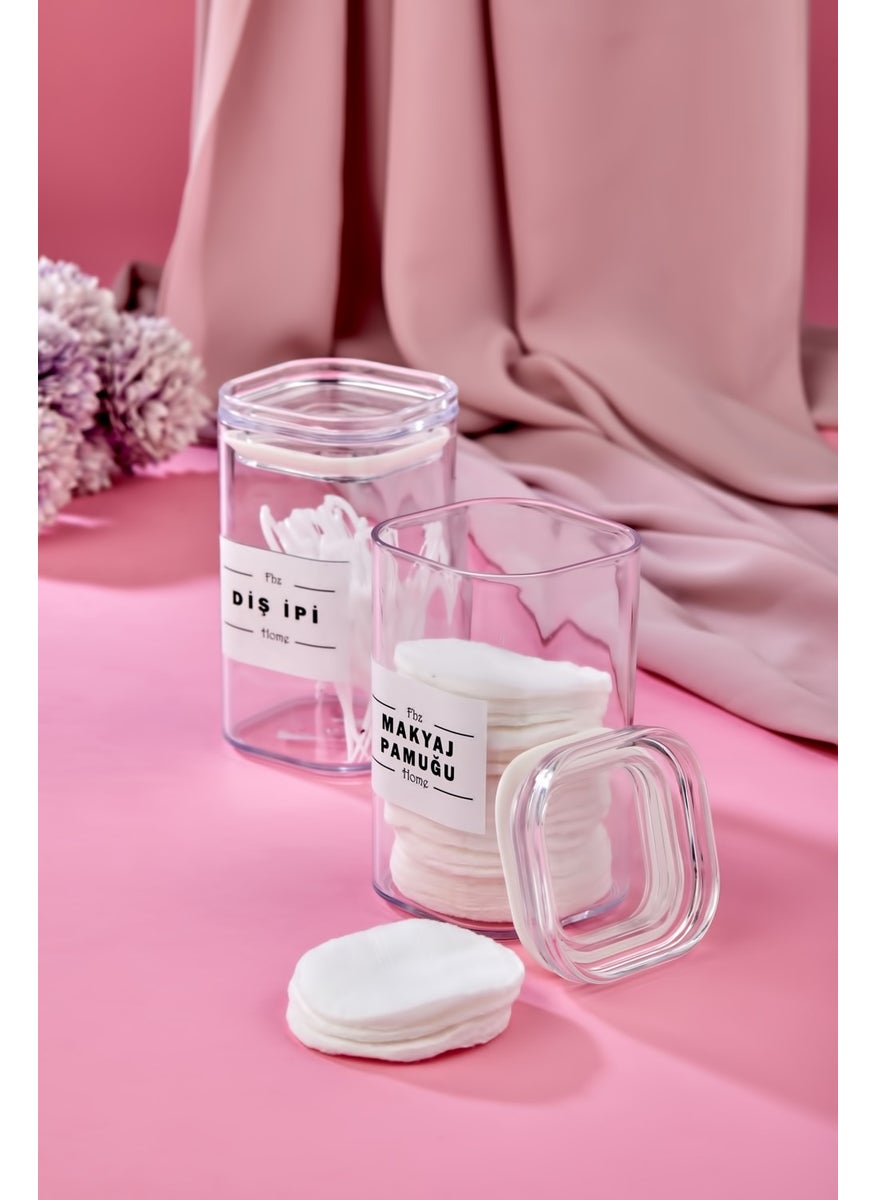 Fbz Home 2-Piece Covered Acrylic Dental Floss & Make-up Cotton Bathroom Set 250 ml  - Image 4