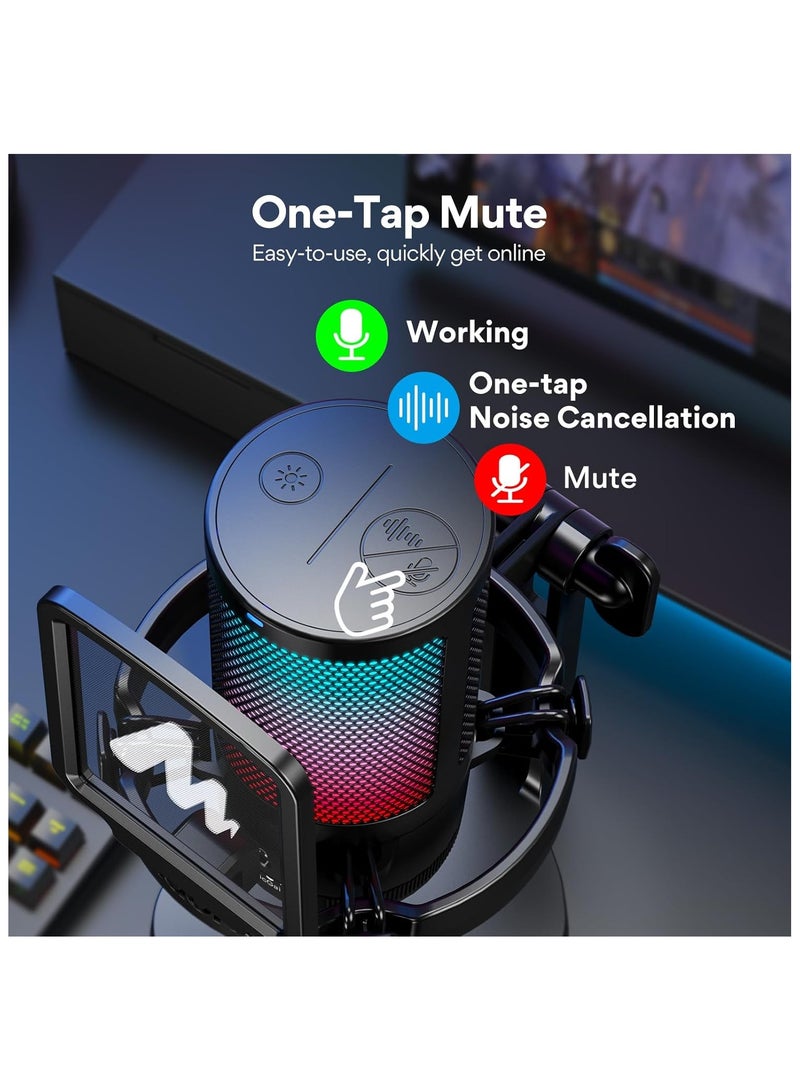 Maono DGM20-Black Gaming Microphone, USB Condenser Mic for Streaming, Noise Cancellation, Podcast, YouTube, PC Desktop Computer Mic for PS5  - Image 3