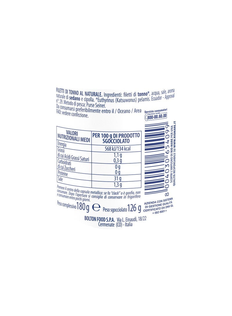 Rio Mare Tuna Fillets In Water 180g  - Image 3
