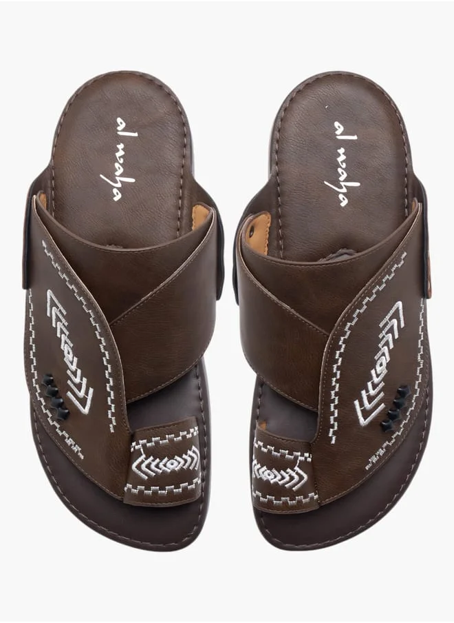 الواحة Men's Textured Slip-On Arabic Sandals