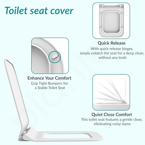 Plantex Polypropylene Toilet Seat/Western Toilet Seats For Bathroom/Soft Closing Toilet Seat/Toilet Seat Cover For Commode - Rectangle Shape (Glossy White) - Image 4