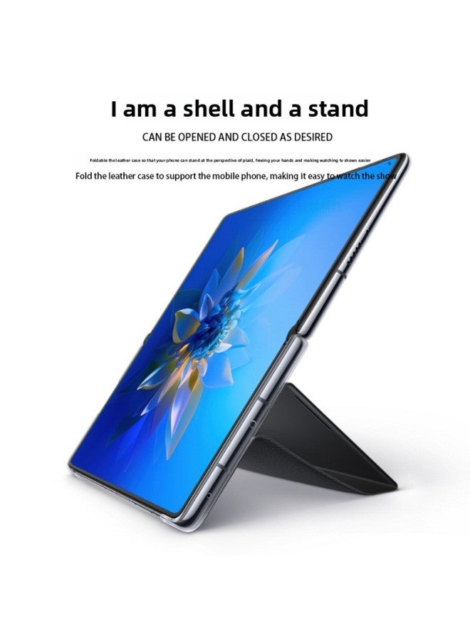 Mobile Phone Case For Huawei Mate X2 For Huawei Smart Window Bracket Flip Leather Case Anti-drop Protective Case-Color:Grey-Applicable Model:For Huawei Matex2 - Image 5