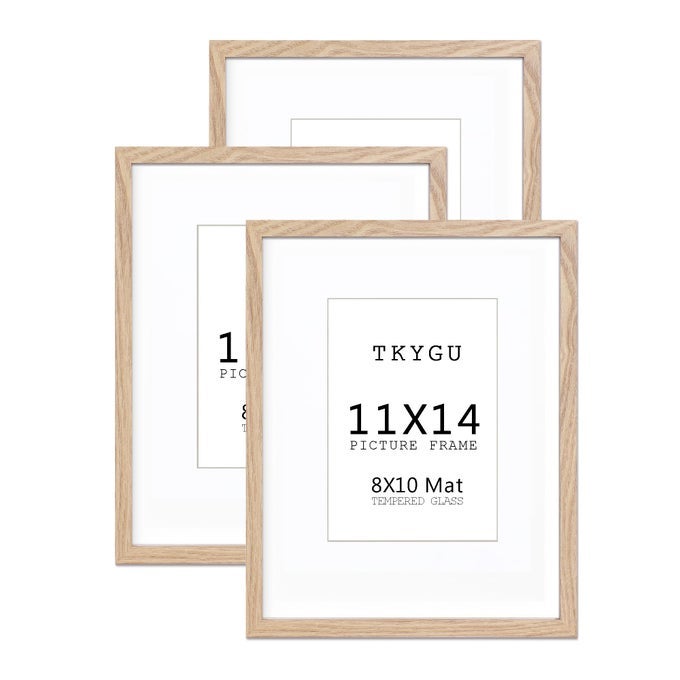 11X14 PICTURE FRAME WOODEN SET OF 3 11X14 MAT TO 8X10 MODERN STYLE WOOD COMPOSITE FRAMES 11BY14 POSTER FRAM TEMPERED GLASS PHOTO FRAMES FOR WALL ART PRINTS FOR HOME DECOR