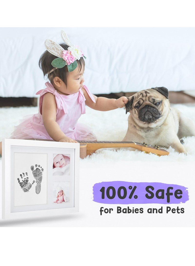 Bukela Baby Handprint Frame, Baby Picture Frame with Ink, 3 Window No-Fold Square Photo Frame, Baby-safe Ink Pad or a No-bake Clay Handprint Mould Kit, Gifts for New Parents - Image 5