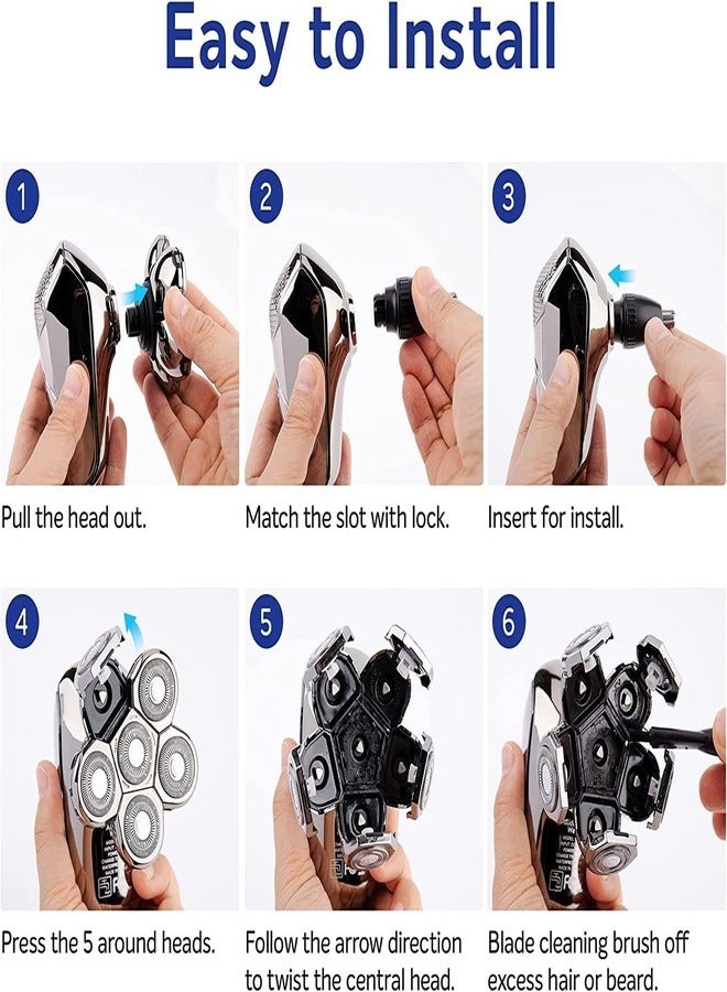 Portable Mini Electric Shaver: Upgraded Electric Shaver with LCD Display Powerful Men's Pocket Size USB Rechargeable Easy One on Use for Home Car Travel (Blue) - Image 5
