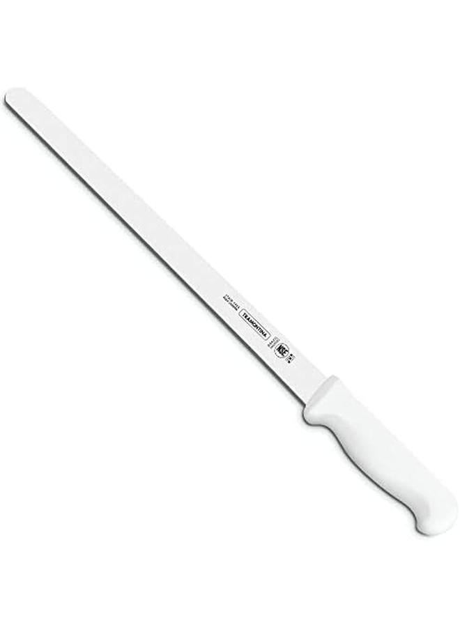 TRAMONTINA Professional 12 Inches Plain Edge Slicer Knife For Cold Cuts With Stainless Steel Blade And White Polypropylene Handle With Antimicrobial Protection  - Image 2