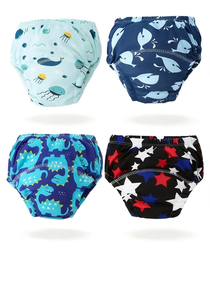 أم أكثر MOMORE سراويل تدريب الحمام للأولاد (4 قطع) - كلوت تعليم الحمام قطن 100%، مانع للتسرب، سروال داخلي 6 طبقات لتعليم الطفل، قابل للغسيل، مقاس L (11-14 كجم) - Image 1