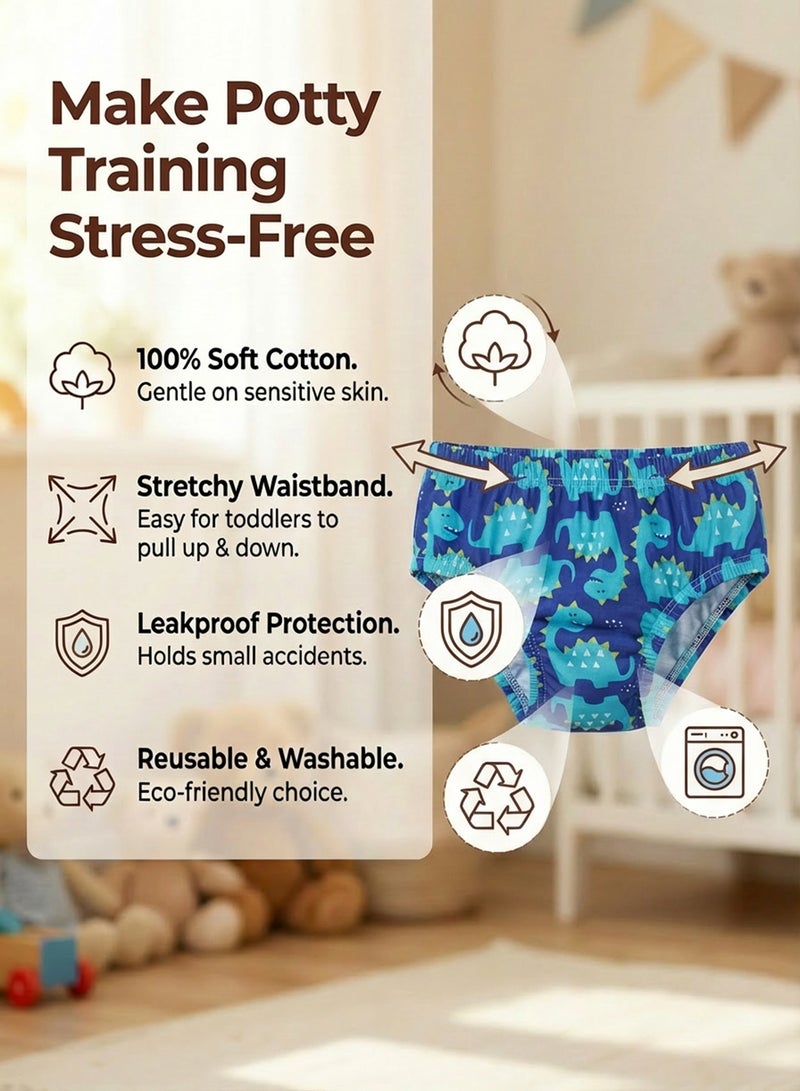 أم أكثر MOMORE سراويل تدريب الحمام للأولاد (4 قطع) - كلوت تعليم الحمام قطن 100%، مانع للتسرب، سروال داخلي 6 طبقات لتعليم الطفل، قابل للغسيل، مقاس L (11-14 كجم) - Image 2