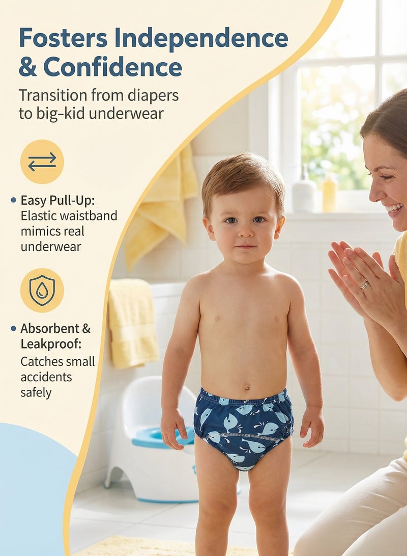 أم أكثر MOMORE سراويل تدريب الحمام للأولاد (4 قطع) - كلوت تعليم الحمام قطن 100%، مانع للتسرب، سروال داخلي 6 طبقات لتعليم الطفل، قابل للغسيل، مقاس L (11-14 كجم) - Image 4