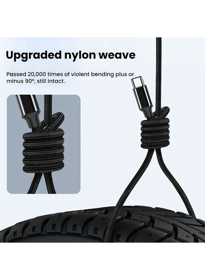 Black Nylon Braided USB C To Mini USB Cable 118 Inch Charge And Data Sync - Image 4