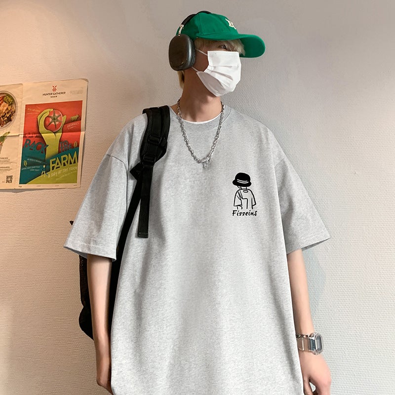 Heavy Cotton Short-Sleeved T-Shirt Men'S Summer Trendy Brand T-Shirt American Casual Breathable Sports Top - Image 3