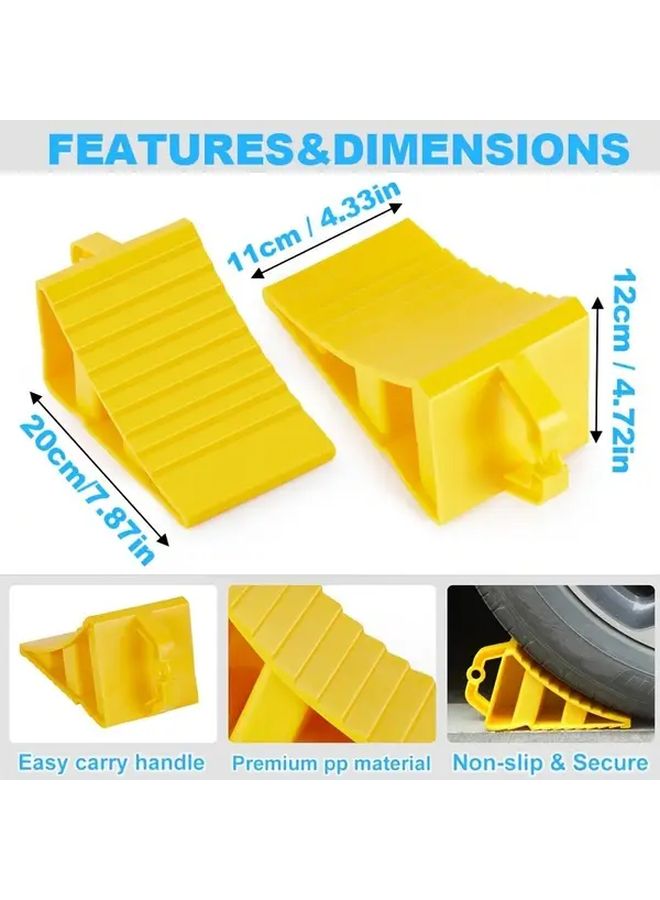 Heavy Duty Non Slip Wheel Chock 2 Pack Triangle Design Anti Roll Stabilizer for Trucks - Image 3