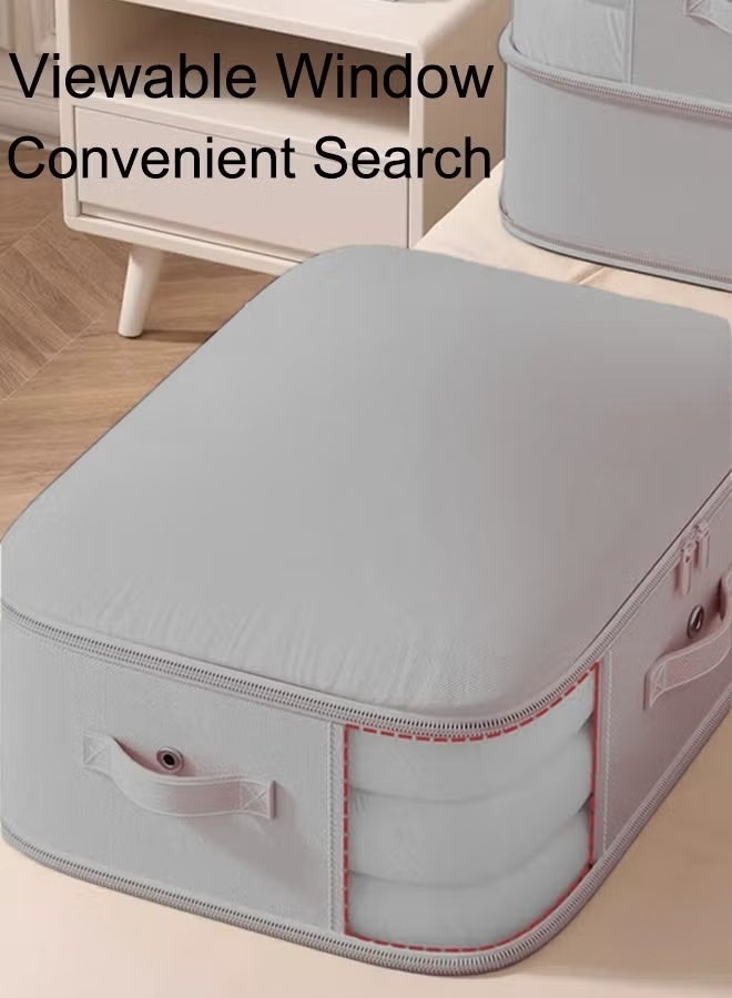 2PCS Large Capacity Storage Box Clothes Storage Storage Bag Organizer Set Foldable Clothes Organizers Storage Containers For Clothing, Blanket, Comforters, Bed Sheets, Pillows And Toys Grey 54*42*60cm - Image 4