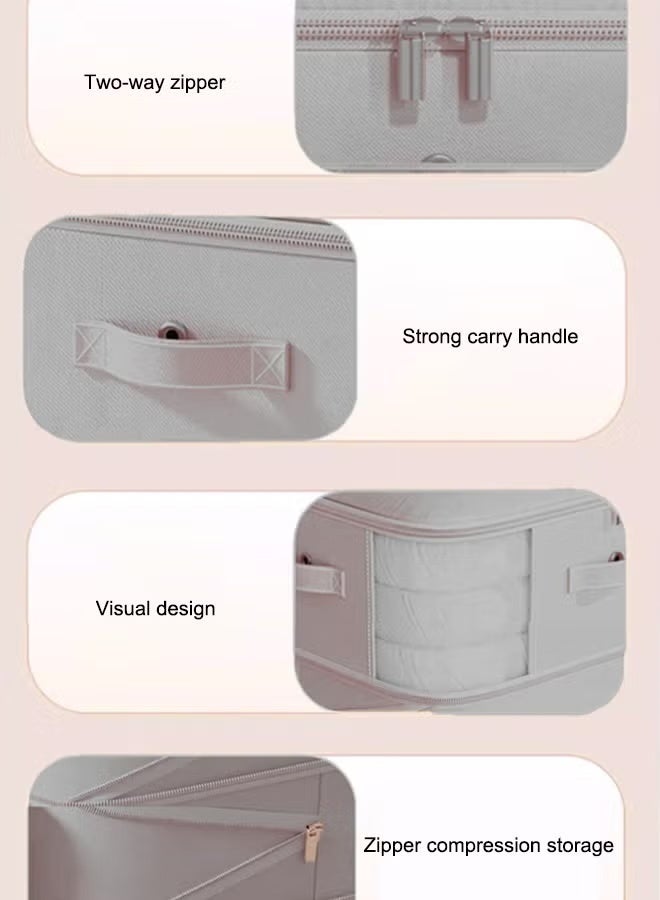 2PCS Large Capacity Storage Box Clothes Storage Storage Bag Organizer Set Foldable Clothes Organizers Storage Containers For Clothing, Blanket, Comforters, Bed Sheets, Pillows And Toys Grey 54*42*60cm - Image 3