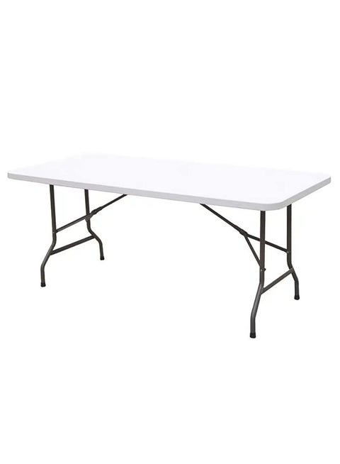 Folding Lightweight Trestle Outdoor Camping Table Heavy Duty Plastic Outdoor Folding Picnic Table Folding Trestle Table For BBQ Party Folds in Half with Carry Handle White