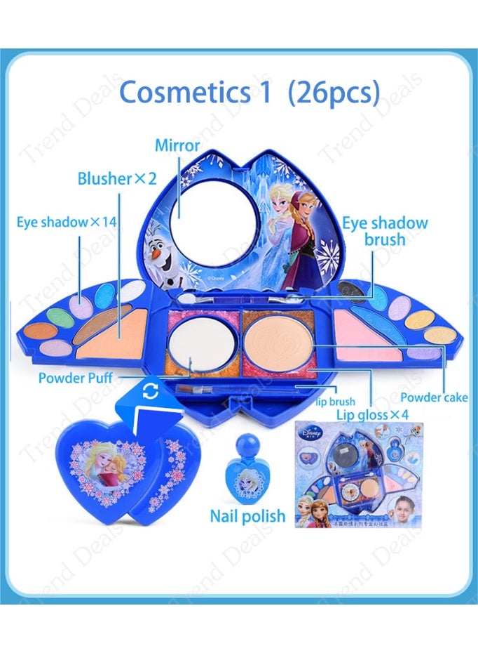 Disney FROZEN ashable Cosmetics Box Toy Make Up Beauty Kits Toys with Eye Shadow,Lip Gloss,Blush,Nail Polish for Little Girls - Image 2