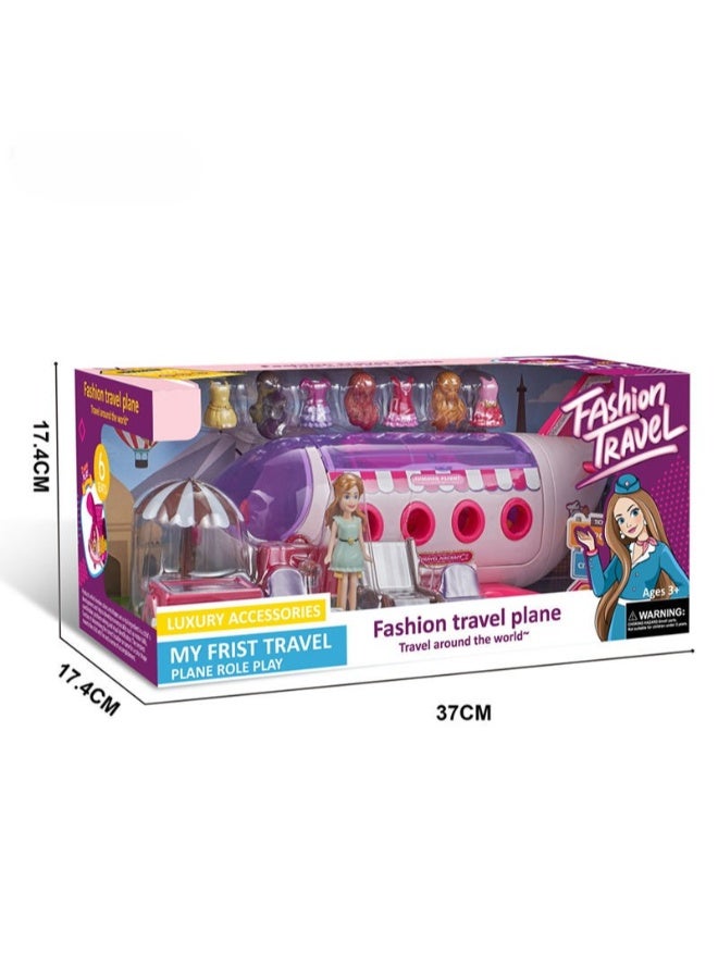 حديقة الألعاب مجموعة لعب طائرة السفر الأنيقة - لعبة مغامرة السفر الأولى مع ملحقات للأطفال | لعب دور الطائرة الفاخرة مع الدمى والأزياء والأثاث والمزيد | هدية مثالية للأطفال 3+ | رفيق سفر محمول وجذاب - Image 5