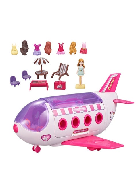 Fashion Travel Plane Playset – My First Travel Adventure Toy with Accessories for Kids | Luxury Plane Role Play with Dolls, Outfits, Furniture, and More | Perfect Gift for Kids 3+ | Portable and Engaging Travel Companion