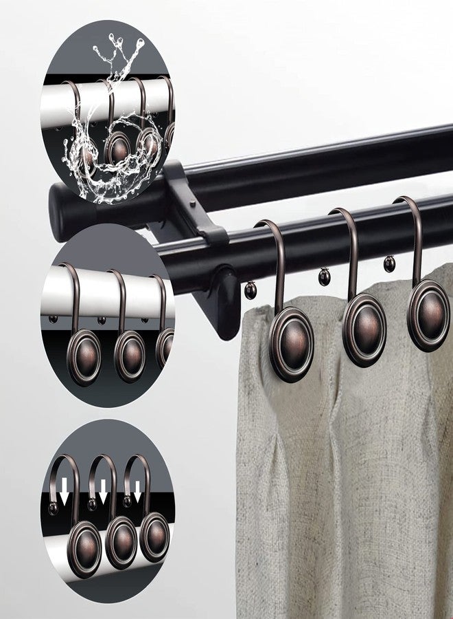 YJNSFT Bronze Shower Curtain Hooks Brown, Decorative Tan Copper Curtain Rod Hooks, Dark Vintage Rustic Farmhouse Curtain Rings (12 Pcs Set) - Image 3