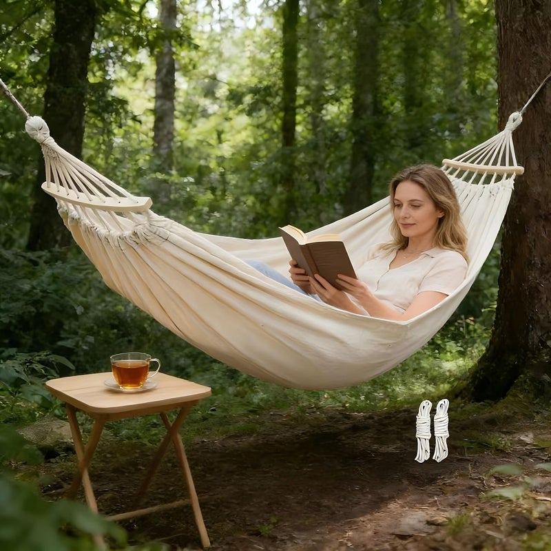 White Upgrade 150 Models Double Hammock Hanging Swing Bed Chair For Garden Balcony Courtyard Outdoor Relaxation All Season Sunbathing - Image 1