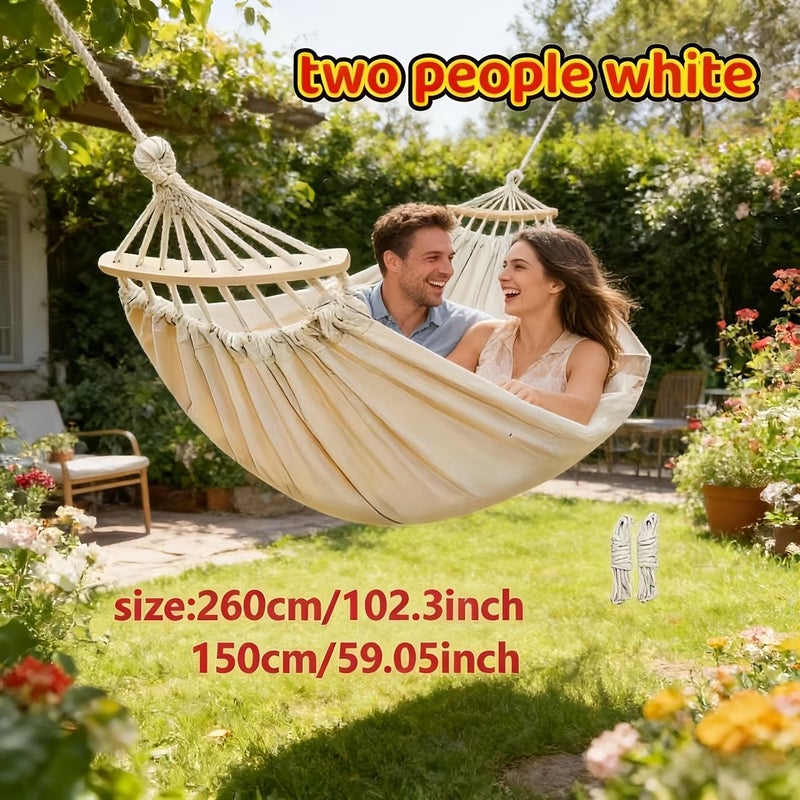 White Upgrade 150 Models Double Hammock Hanging Swing Bed Chair For Garden Balcony Courtyard Outdoor Relaxation All Season Sunbathing - Image 3