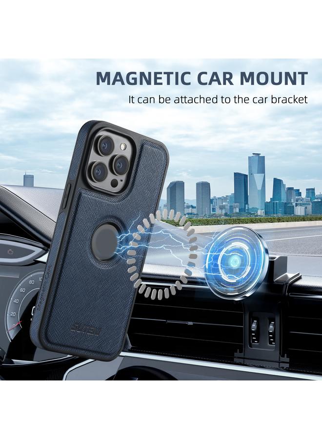 Suteni Case For iPhone 14 Plus M2 Cross-Grain MagSafe Vertical Card Back Phone Case - Image 4