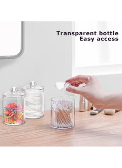 Generic 6 Pack Qtip Dispenser Apothecary Jars Bathroom, Qtip Holder Storage Canister Clear Plastic Acrylic Jar for Cotton Balls, Cotton Swabs, Cotton Rounds, Floss Picks, Hair Clips,12 Oz  - Image 2