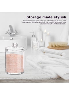 Generic 6 Pack Qtip Dispenser Apothecary Jars Bathroom, Qtip Holder Storage Canister Clear Plastic Acrylic Jar for Cotton Balls, Cotton Swabs, Cotton Rounds, Floss Picks, Hair Clips,12 Oz  - Image 3