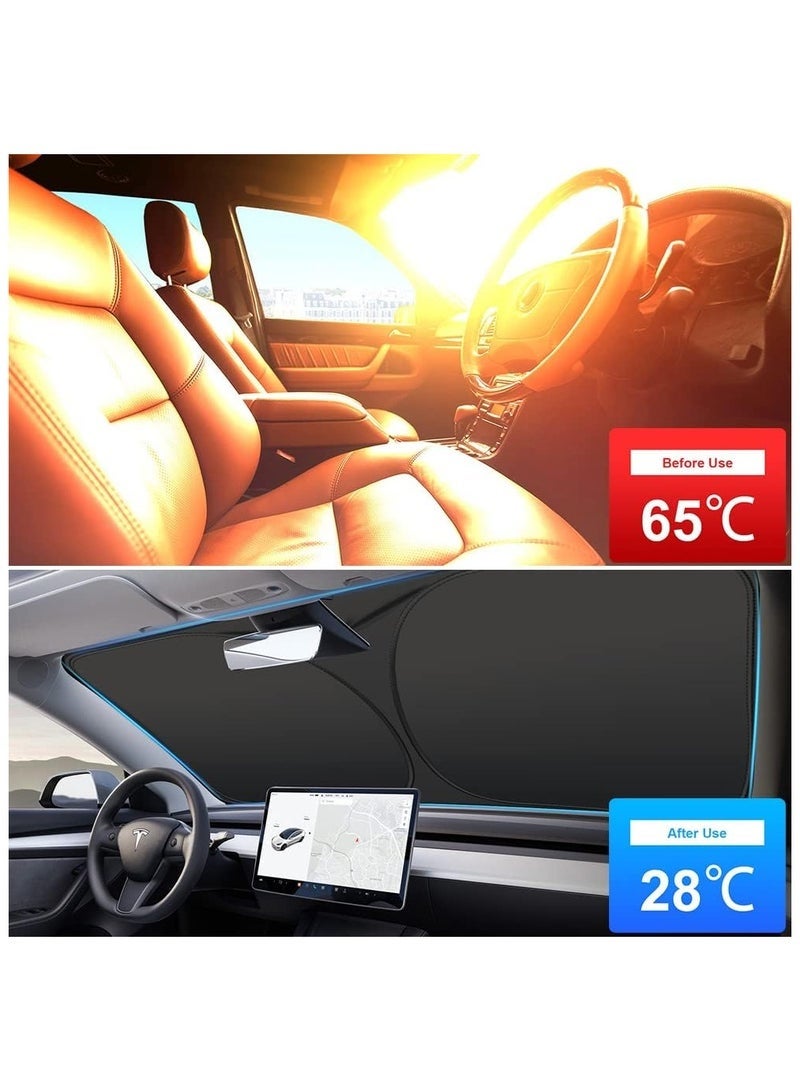 مظلة سيارة أمامية قابلة للطي - عازل حراري عاكس **عالمي** يحجب الأشعة فوق البنفسجية | حقيبة تخزين | مناسبة للاندكروزر والباترول **وغيرها** (١٤٥x٨٠سم) - Image 5