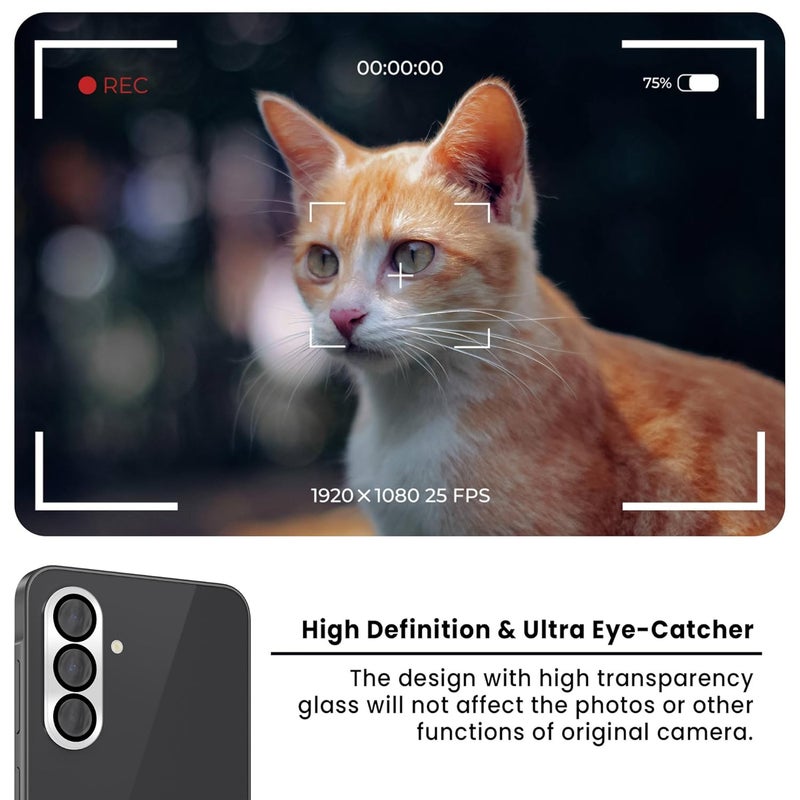 FIRST MART Camera Lens Protector for Samsung Galaxy A36 (6.7 Inches) Tough HD Individual Aluminum Alloy Lens Rings Cover, Scratch Resistant, Thin Lens Protection| Silver, 1 Pack - Image 4