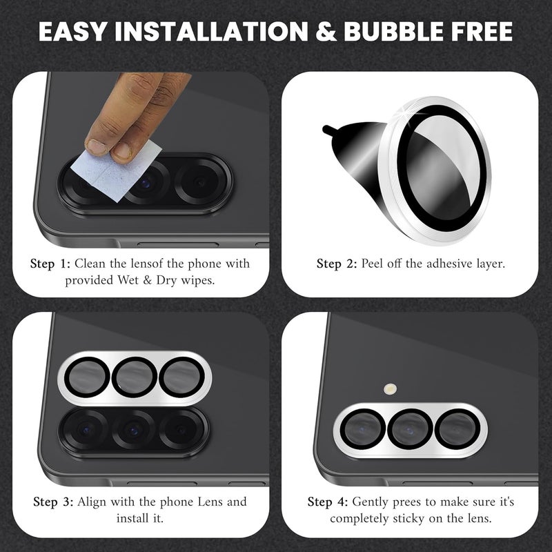 FIRST MART Camera Lens Protector for Samsung Galaxy A36 (6.7 Inches) Tough HD Individual Aluminum Alloy Lens Rings Cover, Scratch Resistant, Thin Lens Protection| Silver, 1 Pack - Image 2