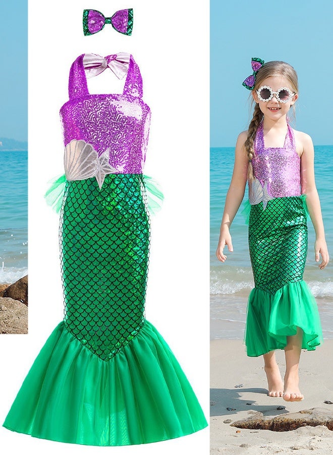 TAPIT Mermaid Costumes for Kids Toddler Girls Mermaid tail Set Pretend Dress Up Role Play Set for Children Cosplay Age 3-10 Birthday Party Halloween Christmas Costume Outfit Mermaid Dress - Image 1