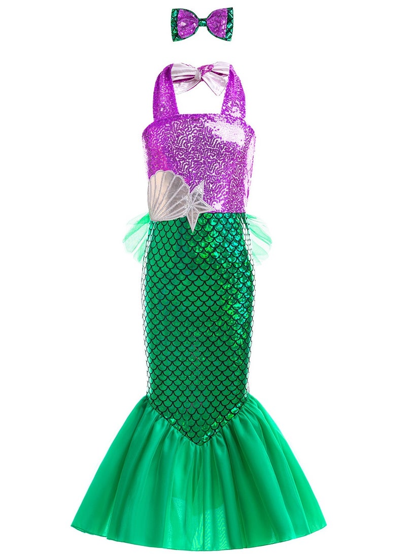 TAPIT Mermaid Costumes for Kids Toddler Girls Mermaid tail Set Pretend Dress Up Role Play Set for Children Cosplay Age 3-10 Birthday Party Halloween Christmas Costume Outfit Mermaid Dress - Image 2