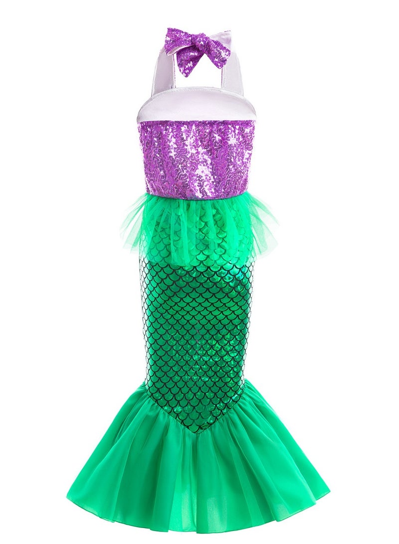 TAPIT Mermaid Costumes for Kids Toddler Girls Mermaid tail Set Pretend Dress Up Role Play Set for Children Cosplay Age 3-10 Birthday Party Halloween Christmas Costume Outfit Mermaid Dress - Image 3