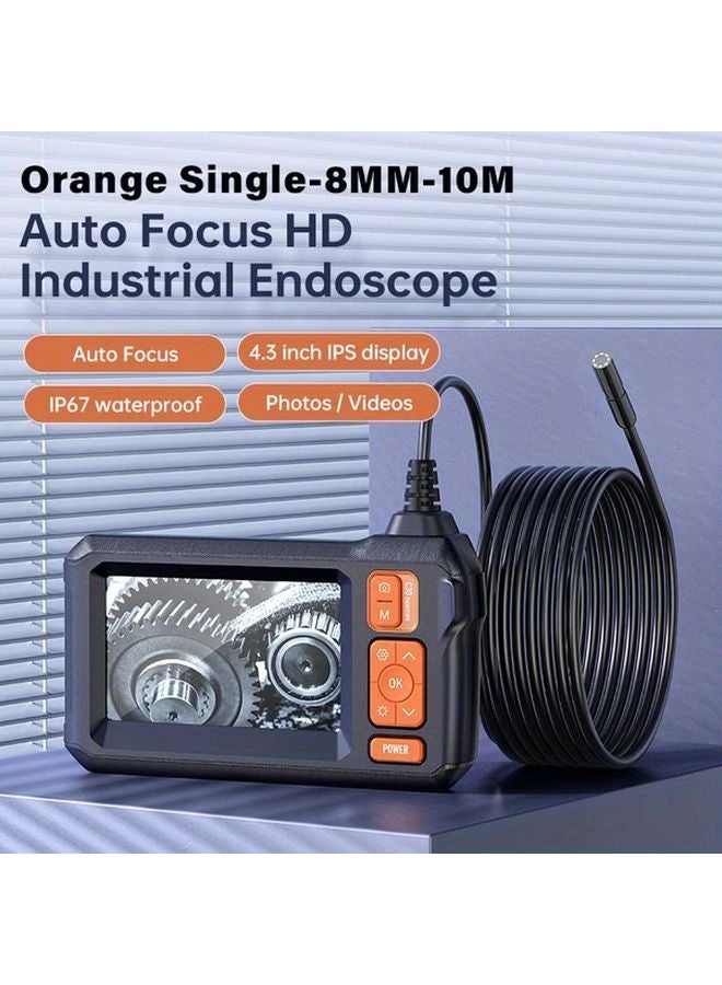 Orange 4.3 Inch IPS HD Industrial Endoscope 8mm Autofocus IP67 Waterproof USB Rechargeable - Image 1