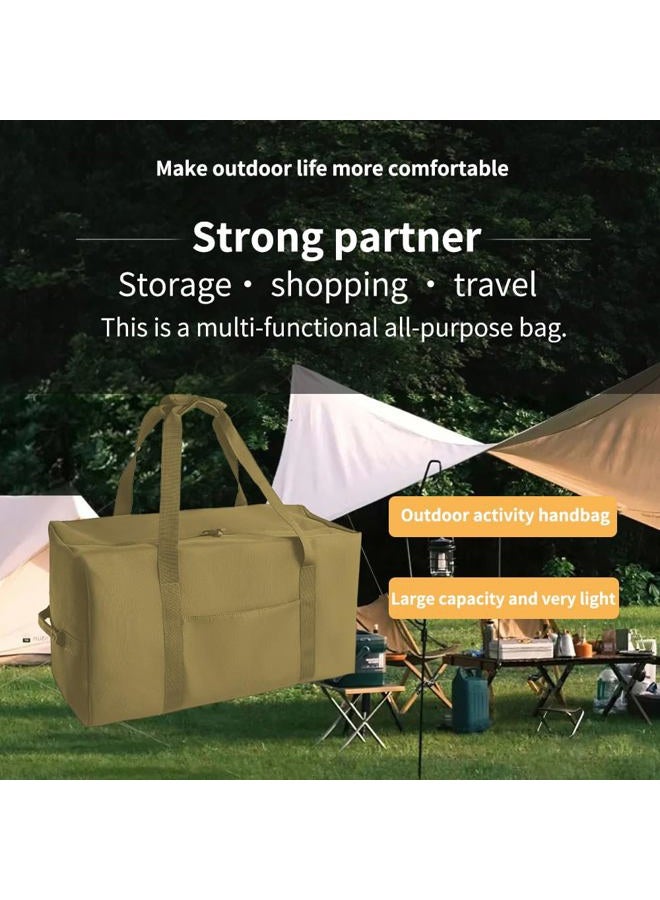 Janebert Large Military Duffle Bag Tactical Gear Load Out Bag Camping Storage Utility Tote Deployment Cargo Bag Travel Sports Equipment Duffel Luggage Bag with, Khaki, Medium(25.59"x11.81"x13.78"), Camp - Image 3