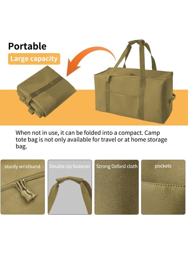 Janebert Large Military Duffle Bag Tactical Gear Load Out Bag Camping Storage Utility Tote Deployment Cargo Bag Travel Sports Equipment Duffel Luggage Bag with, Khaki, Medium(25.59"x11.81"x13.78"), Camp - Image 2