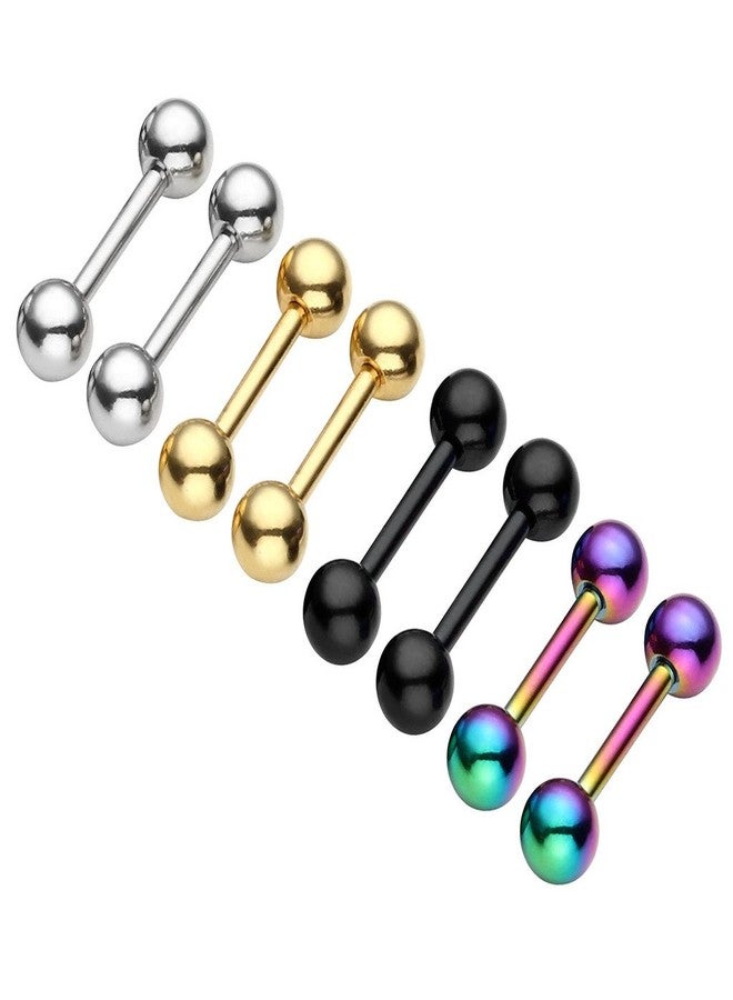 Jovivi 8pc 14G Stainless Steel 5mm Ball Tragus Ear Helix Cartilage Stud Earrings 5/16" Bar Length - Image 1