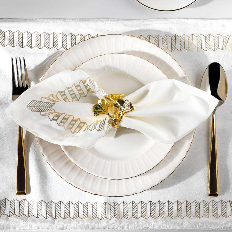 Pan Home Celestia Foil Printed Napkin Set - Gold - Image 1