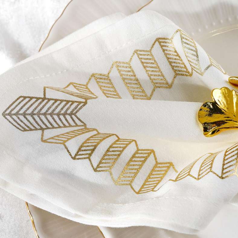 Pan Home Celestia Foil Printed Napkin Set - Gold - Image 2