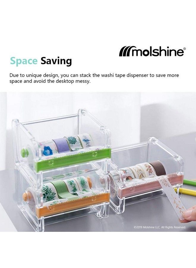 molshine Transparent Visible Desktop Multi Washi Masking Tape Dispensertape Cutterroll Tape Holder (Not Include Masking Tape) (Brown)  - Image 4