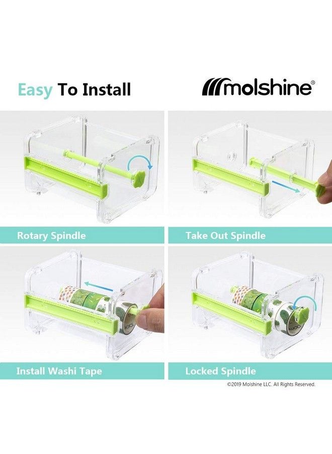 molshine Transparent Visible Desktop Multi Washi Masking Tape Dispensertape Cutterroll Tape Holder (Not Include Masking Tape) (Brown)  - Image 5