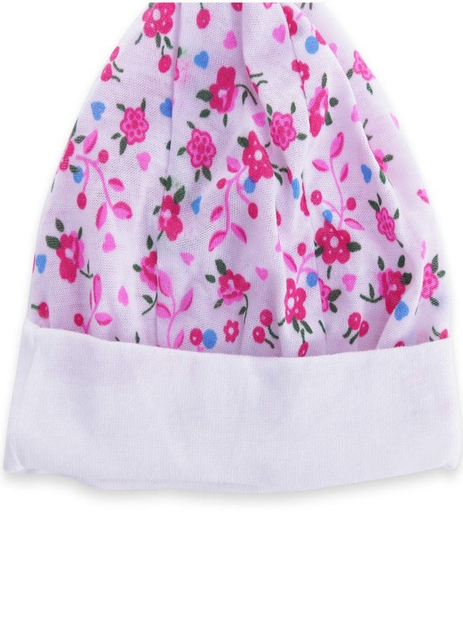 Pokory New Born Baby Cap Pack of 5 Cotton Floral Printed Light Weight Regular fit Cap for Baby Girls and Baby Boys (Colour May Vary) Multicolour - Image 3